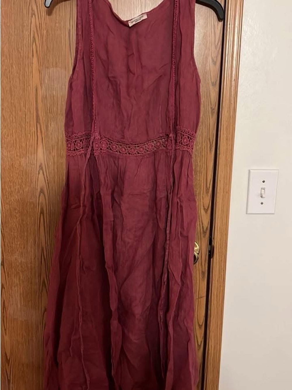 Boho Lace-Trim Maxi Dress in Wine